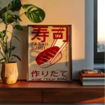 Japandi Sushi Poster, Japanese Wall Art, Kitchen Decor, Retro Wall Art, Asian Food Illustration, Trendy Kitchen Wall Art - Image 5