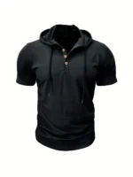 Men T Shirts  Summer Slim Fitness Hooded Short-Sleeved Bodybuilding Quick Dry Tshirt Male Gym Clothes Breathable Sports Tops - Image 21