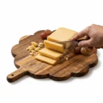 Scalloped Edge Wood Cutting Board Rustic Natural Chopping Board Intricate Handle Thickened Service Tray Cutting Meat - Image 16