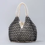Handmade Woven Beaded Handbag For Women Exquisite Hollow-out Wooden Beaded Shoulder Bag Female Beach Bag - Image 8