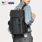 Septwolves High Quality Business Printed Leather Backpack Man Designer Drawstring Flip Monogram Laptop Bags Print Work Rucksack - Image 6
