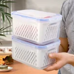 Food Storage Boxes Double-layer Refrigerator Food Fresh Sealed Box Vegetable Fruit Box Drain Basket Container Kitchen Organizer - Image 13