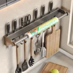 Stainless Steel Kitchen Paper Towel Rack Wall Shelf with Hook Kitchen Gadgets Hanging Organizers Storage Utensils for Kitchen