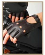 Men Half Finger Genuine Leather Gloves Sheepskin Leather Gloves Outdoor Cycling Driving Motorcycle Gloves Fingerless Gym Mittens - Image 13