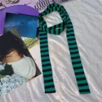 Women antumn Stripe Pattern Scarf Thin Neckerchief Y2k Style Thin long Cotton Scarves Punk Decorative Scarf Clothing accessories - Image 6
