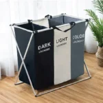 Dirty Clothes Storage Basket Three Grids Organizer Foldable Large Laundry Basket Waterproof Home Laundry Basket - Image 12