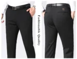 Men's autumn/winter fashionable business casual pants, elastic slim fit warm and plush suit pants, work clothes - Image 14