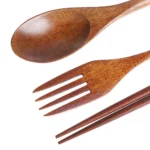 Spoon Fork Chopsticks Portable Tableware Wooden Cutlery Sets Travel Dinnerware Suit Environmental with Cloth Pack Gift - Image 5