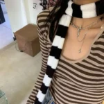 Y2k Black Grey Stripe Long Scarves Women Harajuku Cotton Scarves Black And White Striped Scarf  Thin Long Decorative Neckerchief - Image 13