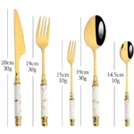 16Pcs Tableware Set Cutlery Set Mirror Ceramic Handle Gold Flatware Fork Spoon Knife Set Stainless Steel Dinnerware Dinner Set - Image 6