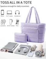 Tote Bag for Women, Lightweight Puffy Tote Bag with Compartments Shoulder Bag Handbag for Travel, Work, Gym - Image 21