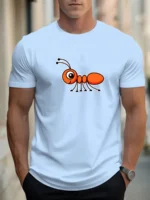 T Shirts For Men Ant 100% Cotton Graphic Printing Summer Round Neck T-Shirt Casual Breathable Street Style Daily Top - Image 2