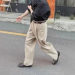 trousers for men with concealed buttons, loose straight trouser casual and versatile commuting suit trousers, trendy
