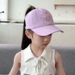 Kids Baseball Caps  Children Love Embroidery Breathable High Ponytail Baseball Caps Adjustable Summer UV Protection Snapback Hat - Image 7