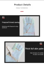 Fire Resistant Gloves Durable,Cowhide Leather Gloves,Long Welding Gloves,Non-Slip,Men's Cowhide Work Gloves - Image 12