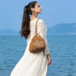 Handmade Woven Beaded Handbag For Women Exquisite Hollow-out Wooden Beaded Shoulder Bag Female Beach Bag - Image 17