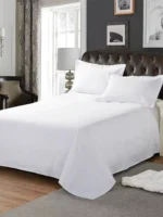 One Single Bed Sheet (Excluding Pillowcases and Pillow Inserts) Made of Washed Material, Pure White, Suitable for Hotels, Guesthouses, and Home Use for Single or Double Beds - Image 2