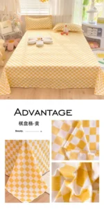 Bed Sheets Plaid Non-slip Comfortable Washed Twin Queen Full Size Nordic Style Universal Bedspread Simple Durable Antibacterial - Image 48