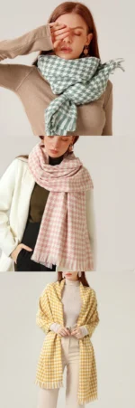 New Autumn Winter Warm Luxury Houndstooth Scarves Women Thermal Shawls Tassel Scarves Warm Knitted Scarves For Women - Image 16