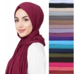 Women Big Size Cotton Jersey Hijabs Scarf Islamic Turban Shawls Trendy Muslim Hijab Solid Plain Cotton Scarves Headscarf