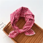 Floral Polka Dot Square Scarf Cotton Scarves Headband Headscarf Decoration Women Flower Kerchief Neckerchief Head Wrap Bandanas - Image 13