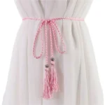 Women 160cm Bow Dress Woven Rope Tassle Waist Rope Waist Chain Braided Belts Tassles Belts - Image 2