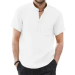 Men's Short Sleeve T-shirt Cotton and Linen Casual Men T-shirts Solid Color Summer Shirt Male Cozy Breathable - Image 9