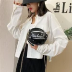 2025 Crossbody Bag New Network Red Personality Fun Pink Ins Versatile Chain Football Basketball Shoulder Bag Small Round Bag - Image 2