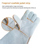 Fire Resistant Gloves Durable,Cowhide Leather Gloves,Long Welding Gloves,Non-Slip,Men's Cowhide Work Gloves - Image 5