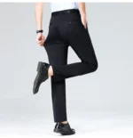 High-stretch fabric men's business trousers suitable for all seasons, featuring an elastic waistband and classic office/work for - Image 20