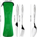 Picnic Set Tableware Washable with Zipper Travel Cutlery Kit Case Portable Pouch for Dinner Household Tool Travel Camping Spoon - Image 5