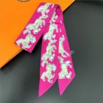 Fashion Women Hair Scarf 2024 New Brand Design Luxury Silk Scarf Fashion Print Headband Skinny Bag Scarves Neckerchief - Image 37