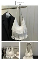Large Capacity Casual Solid Retro Tassel Tote Bags Hot Sale Versatile Underarm Women's Bag Concise Advanced Sense Shoulder Bags - Image 26