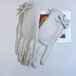 Womens Winter PU Leather Gloves Touchscreen Texting Warm Driving Leather Gloves with Bow for Outdoor - Image 6