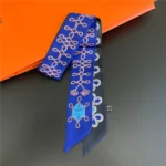 Fashion Women Hair Scarf 2024 New Brand Design Luxury Silk Scarf Fashion Print Headband Skinny Bag Scarves Neckerchief - Image 11