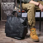 Genuine Leather Men's Brifecase 15 Inch Laptop Bags Simple Cowhide HandBag Vegetable-tanned Leather Fashion Casual Style - Image 10