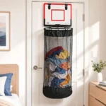 Laundry Basket with Basketball Hoop And Zipper Bottom Breathable Mesh Storage Bag Hanging Organizer for Dirty Clothes - Image 5
