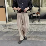 trousers for men with concealed buttons, loose straight trouser casual and versatile commuting suit trousers, trendy - Image 2