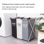 Dirty Clothes Storage Basket Three Grids Organizer Foldable Large Laundry Basket Waterproof Home Laundry Basket - Image 18