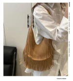 Large Capacity Casual Solid Retro Tassel Tote Bags Hot Sale Versatile Underarm Women's Bag Concise Advanced Sense Shoulder Bags - Image 12