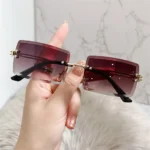Retro Eyewear UV400 Rectangle Sunglasses Sunglasses for Women Vintage Sunglasses Frameless Sunglasses - Image 2
