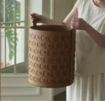 Leather Dirty Laundry Basket Woven Storage Baskets Multifunction Organizer Basket Luxury Large Living Room Organizers Baskets - Image 16