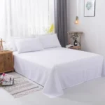 One Single Bed Sheet (Excluding Pillowcases and Pillow Inserts) Made of Washed Material, Pure White, Suitable for Hotels, Guesthouses, and Home Use for Single or Double Beds - Image 8