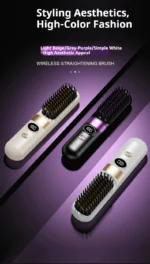3-in-1 Hair Straightener Brush, Compact & Portable for Home and Travel, 4-Speed Fast Heating Styling Helper - Image 11