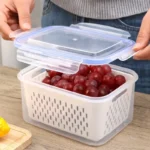 Food Storage Boxes Double-layer Refrigerator Food Fresh Sealed Box Vegetable Fruit Box Drain Basket Container Kitchen Organizer - Image 4
