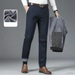 Men's autumn/winter fashionable business casual pants, elastic slim fit warm and plush suit pants, work clothes - Image 20