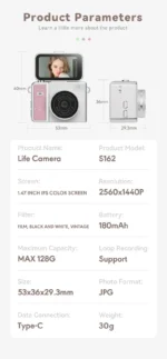 2.4K Digital Camera for Photography and Video,  Vlogging Camera with 180° Flip Screen, Retro Portable Selfie Camera, Compact - Image 17