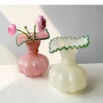 Glass Vase Pumpkin Shape Wave Retro European Hand-made Floral Arrangement Accessories Terrarium Flower Vases
