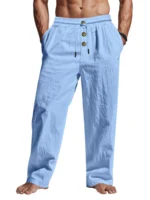 Men's Casual Trousers 2025 Spring/Summer New Man Large Size white Straight trousers Solid Beach black Fitness Pants S-XXXL - Image 2