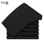 Daily Versatile Male Formal Trousers Stable Waist Breathable Linen Textured Fabric Office Wedding Multi Scene Long Pants - Image 3